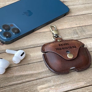 Personalized AirPods PRO Case, Protective Leather Cover, boyfriend gift, girlfriend gift, 3rd anniversary Gift, Gift for Dad, AirPod skin