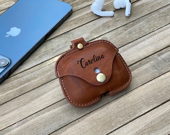 Genuine Leather Airpods Pro Case Personalized Airpod Cover Keychain Airpods Pro Case with hook Custom Airpods case Christmas Gift Valentines