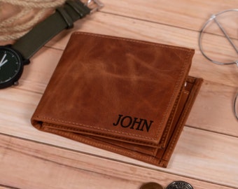 Christmas Gift Mens Wallet - Personalized Wallet Gifts - Handwriting Wallet Leather Wallet For Men - Engraved Wallet