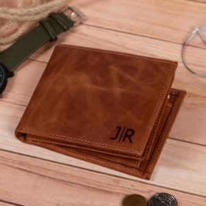 Cartera personalizada - Cartera para hombre grabada - Cartera de cuero, Cartera personalizada - Regalo para hombres - Regalo para papá - Regalo para él - Regalo de padrinos