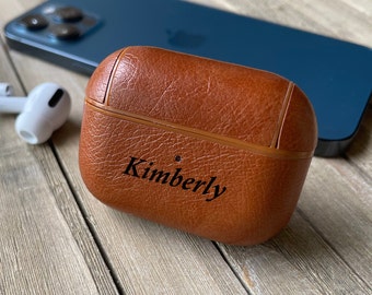 Engraved Airpods Pro Case, Personalized AirPods Pro Case Leather Cover  with Keychain for Anniversary Gift for Him