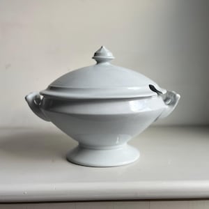 Substantial English white ironstone tureen marked Hanley