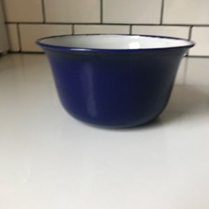 Simple cobalt blue enamel bowl