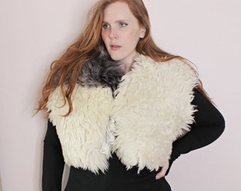 Sheepskin Vest · Handmade in Gray and White Fur, Upcycled Viking Clothing for Men and Women - Unisex One Size