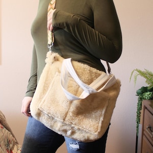 Sheepskin Crossbody Tote Bag · Sheep Shearling Handmade Purse