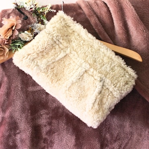 Shearling Bag · Sheepskin Fur Zippered Clutch Purse Pouch · Handmade Lambskin Bag