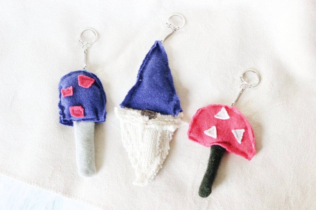 Mushroom Keychain Set Stocking Stuffers Cashmere Keychains, Norwegian