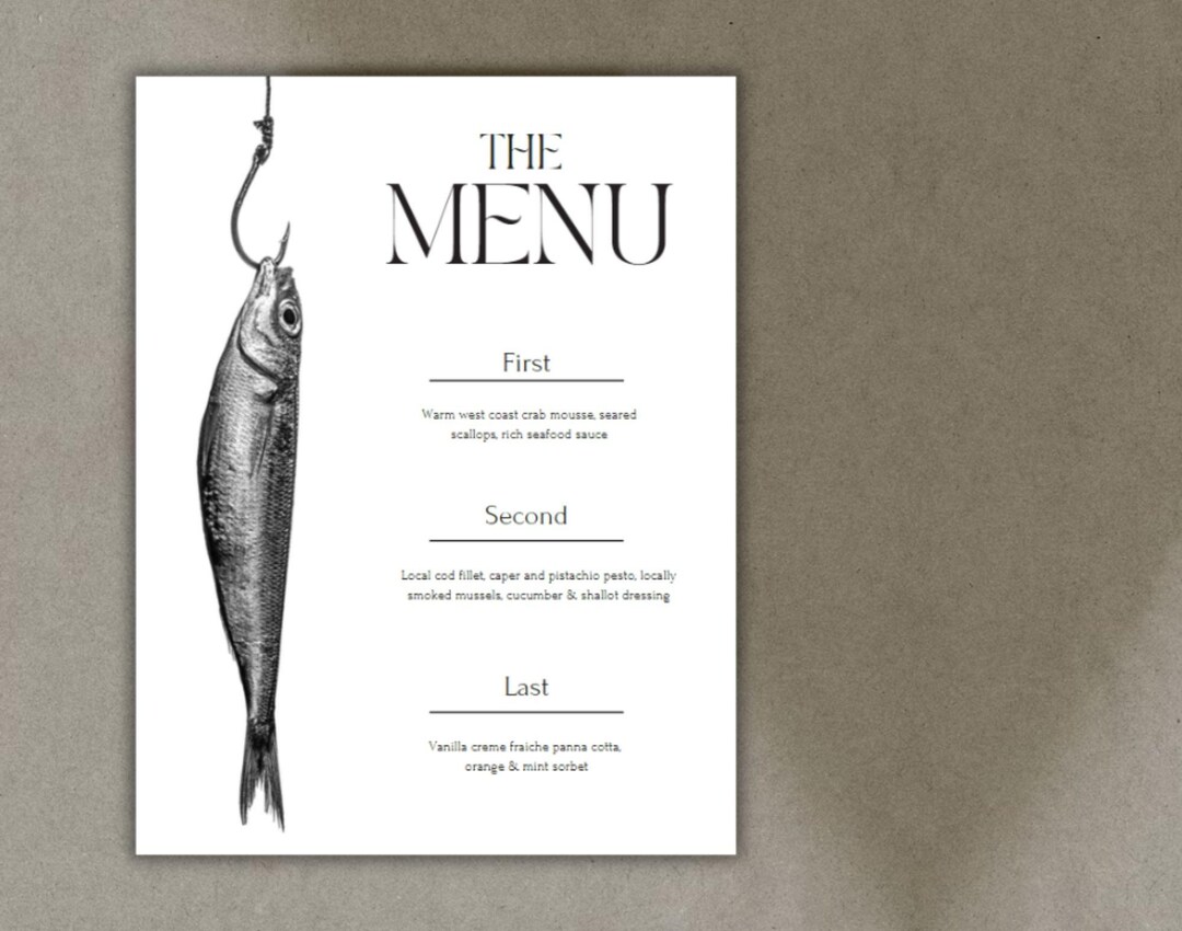 Table Menu Printable Menu Template | Printable Table Decor | Event Dinner Party ...