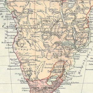 ÁFRICA Raro 1886 Mapa grande digital antiguo - Arte vintage imprimible - Decoración de pared - Artesanías de papel - Descarga instantánea