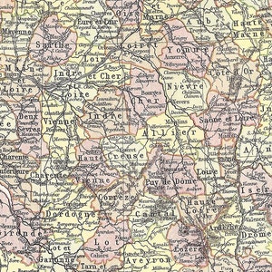 FRANÇA EM DEPARTAMENTOS - Mapa digital antigo raro de 1886 - Arte vintage - Decoração de parede - Artesanato em papel - Download instantâneo