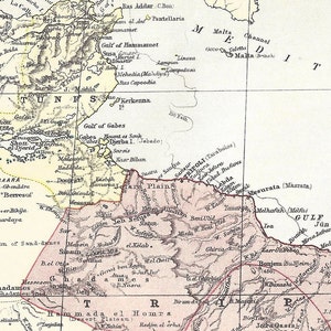 TRIPOLI & TUNIS Seltene 1886 Antike digitale Karte - druckbare Vintage Kunst - Wand-Dekor - Papier Handwerk - Sofortiger Download