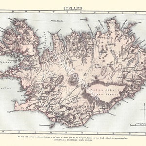 Island seltene antike digitale Karte von 1886 - Druckbare Vintage Kunst - Wanddekoration - Papierwesen - Instant Download