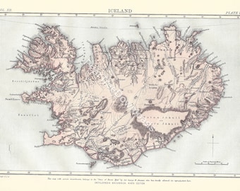 ICELAND Rare 1886 Antique Digital Map - Printable Vintage Art - Wall Décor - Paper Crafts - Instant Download