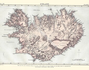 ICELAND Rare 1886 Antique Digital Map - Printable Vintage Art - Wall Décor - Paper Crafts - Instant Download