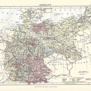 Antique Germany Map Print: 1886 Britannica, Vintage Wall Art (Digital Download)