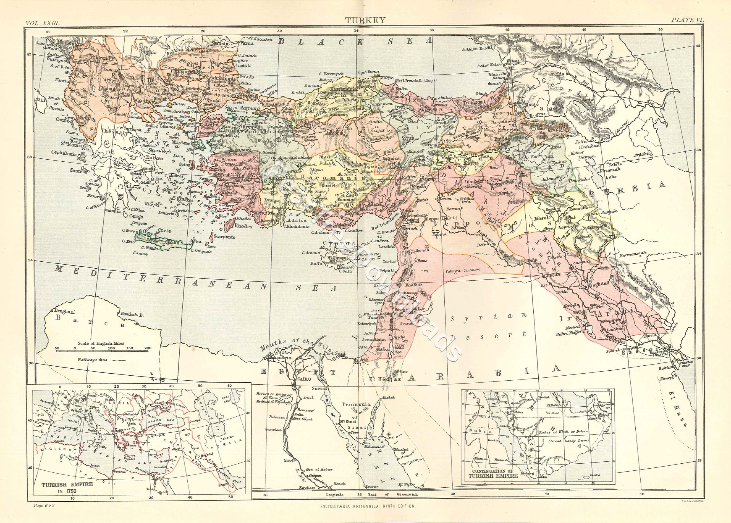 TURKEY Rare 1886 Antique Digital Large Map - Printable Vintage Art - Wall Décor - Paper Crafts - Instant Download