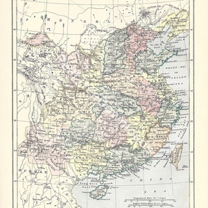 Antique China Map Print, 1886 Britannica (Digital Download)