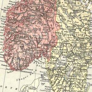 Norway Sweden Antique Map Print - 1886 Britannica Edition (Digital Download)