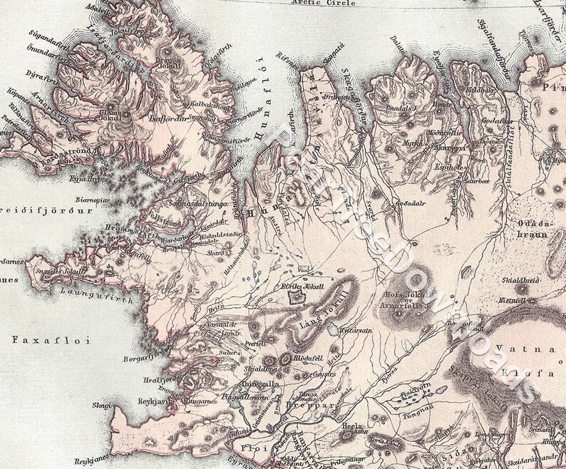 ICELAND Rare 1886 Antique Digital Map - Printable Vintage Art - Wall Décor - Paper Crafts ...
