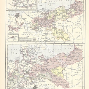 PRUSY Rzadka antyczna mapa cyfrowa z 1886 r. - do druku sztuka vintage - dekoracje ścienne - wyroby papiernicze - natychmiastowe pobieranie
