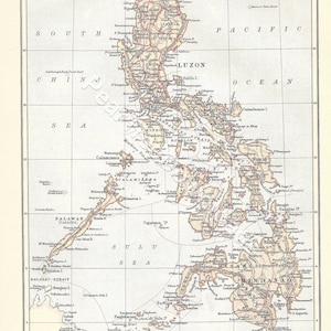 ILES PHILIPPINES Rare carte numérique ancienne de 1886 - Art vintage imprimable - Décoration murale - Créations en papier - Téléchargement immédiat
