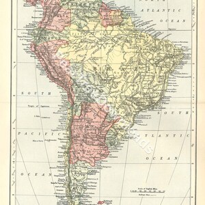 ZUID-AMERIKA zeldzame 1886 antieke digitale grote kaart - afdrukbare vintage kunst - wanddecoratie - papierkunst - direct downloaden
