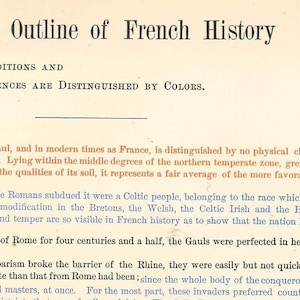 FRENCH HISTORY Chart - Antique 1901 Digital Print- Wall Décor - Instant Download - History Buffs