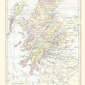 ECOSSE 16ème SIÈCLE Rare 1886 Carte numérique antique - art vintage – Décoration murale - Artisanat en papier - Téléchargement instantané