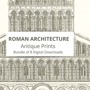 Grabados de arquitectura romana antigua: Coliseo y villas (7 descargas digitales)
