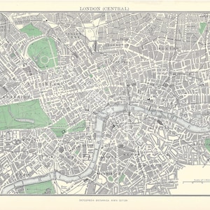 LONDON (Central), England Seltene antike digitale Landkarte von 1886 - Druckbare Vintage Kunst - Wanddekoration - Papierkunst - SOFORT-DOWNLOAD