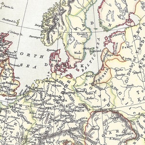 EUROPA - in de tijd van de kruistochten 11e-13e eeuw - zeldzame antieke digitale kaart uit 1886 - afdrukbare kunst - papierambachten - Instant Download