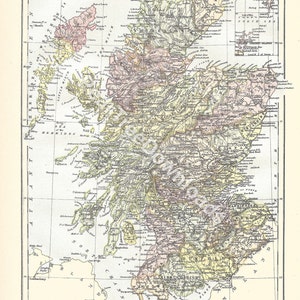 ECOSSE rare 1886 carte numérique antique - art vintage - décoration murale - créations en papier - téléchargement immédiat