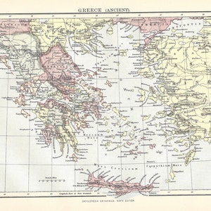 GRIECHENLAND (ANTIK) Seltene 1886 Antike digitale Karte - Druckbare Vintage Kunst - Wanddekoration - Papierwesen - Instant Download