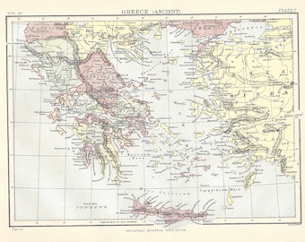 GREECE (ANCIENT) Rare 1886 Antique Digital Map - Printable Vintage Art - Wall Décor - Paper Crafts - Instant Download
