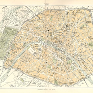 PARIS seltene 1886 antike digitale große Karte - druckbare Vintage Kunst - Wand-Dekor - Papier Handwerk - Instant Download