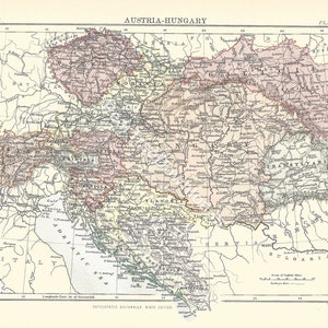 AUSTRIA - HUNGARY Rare 1886 Antique Digital Map - Printable Vintage Art – Wall Décor - Paper Crafts  - Instant Download