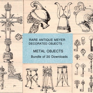 Meyer&#39;s 1896 Metal Objects Art: 20 Industrial Design Prints (Instant Download)