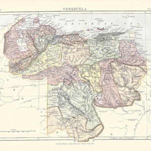 Venezuela Antique Map Print: 1886 Vintage Wall Art (Digital Download)