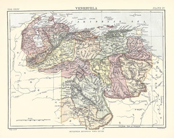 VENEZUELA Rare 1886 Antique Digital Map - Printable Vintage Art – Wall Décor - Paper Crafts  - Instant Download