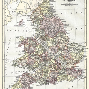 ENGLAND & WALES 1878 - Seltene Antike Digitale Karte - Vintage Kunst – Wanddeko - Papierkunst - Sofortiger Download