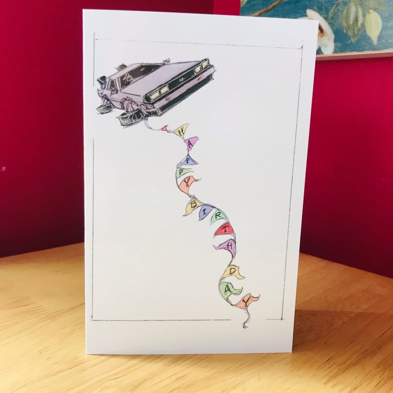 Back to the Future Delorean Illustration Birthday Card - Etsy UK