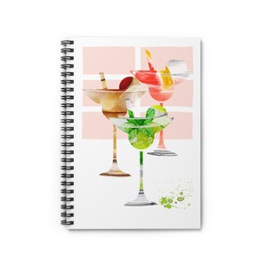 Notitieboek spiraal, notitieboekje cocktailuurtje, schrift met gereglementeerde lijn, cadeau mixologieliefhebber, organisator drankje recept, notitieblok barman, cocktail