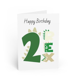 Birthday Card for 2 Year Olds, Kids Greeting Card, Second Birthday Card, Cute Dinosaur Card, Unique Birthday Card, Toddler Card