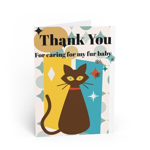 Colorful Cat Thank You Cards, Pet Appreciation, Cat Lover Gift, Greeting Card Set, Cute Animal Thank You Notes