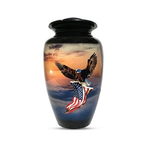 American Flag Cremation Urn: Patriotic Eagle Urn for Ashes (200 Lbs)