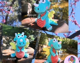 Patrón Amigurumi Teo, el dragón bonachón.