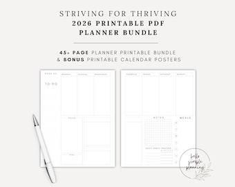 2026 Printable Planner Bundle: Daily, Weekly, Monthly (PDF)