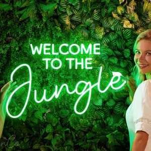 Welcome To The Jungle Neon Sign Green/ Custom Party Neon Sign/ Battery Operated Custom Neon Sign/ LED Light Wall Decor Neon Sign Bedroom