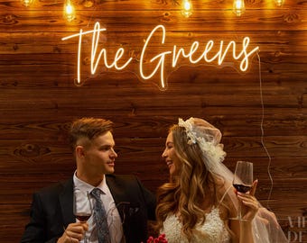 Custom Last Name Neon Sign Wedding for reception, Led Lights Neon Sign Wedding Decor, Neon Sign Custom, Wedding Neon Sign with Free Dimmer
