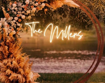 Wedding Neon Sign, Custom Last Name Neon Light, Personalized LED Sign, Reception Backdrop, Bridal Shower Decor